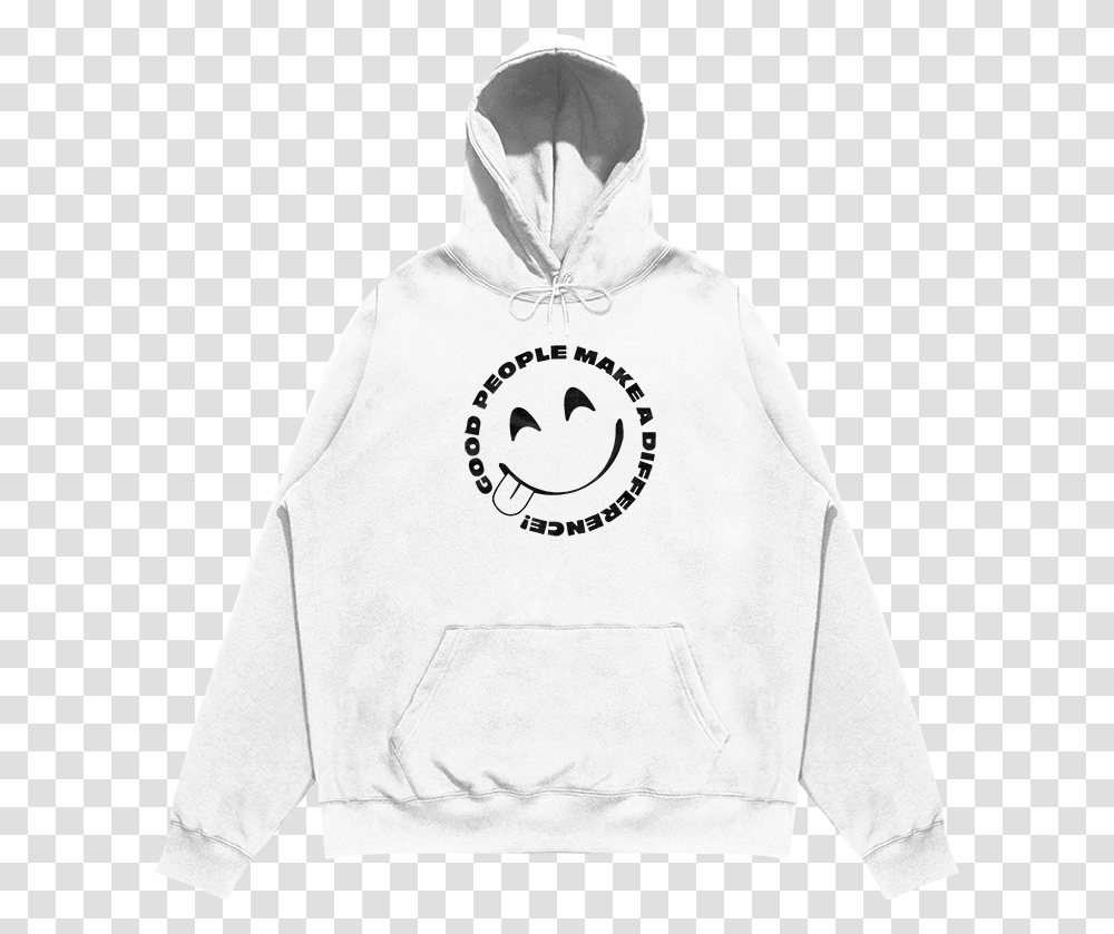 White Hoodie Logo Good People Make A Difference, Clothing, Apparel, Sweatshirt, Sweater Transparent Png