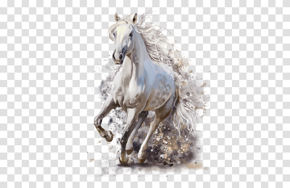 White Horse Running Painting Image Horses Watercolor Painting, Mammal, Animal, Stallion, Chicken Transparent Png