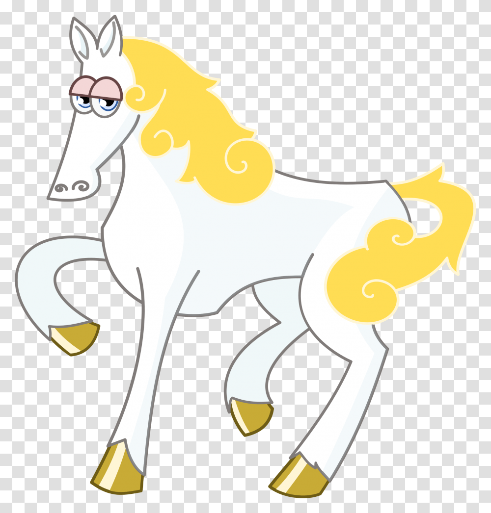 White Horse With Gold Mane Vector Clipart Image, Axe, Tool, Mammal, Animal Transparent Png