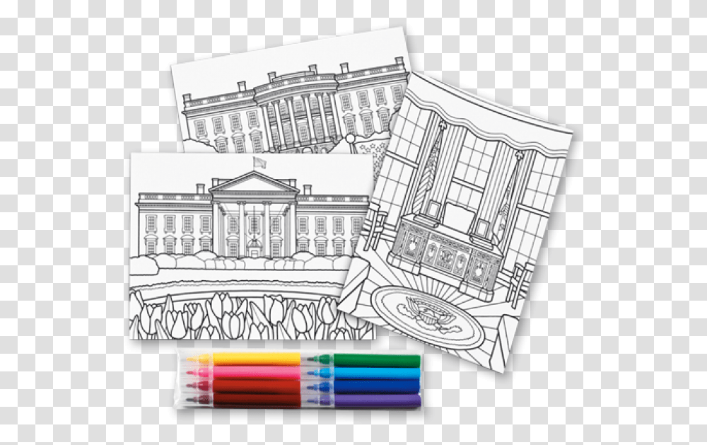 White House Postcards To Color Postcards To Color, Drawing, Doodle Transparent Png
