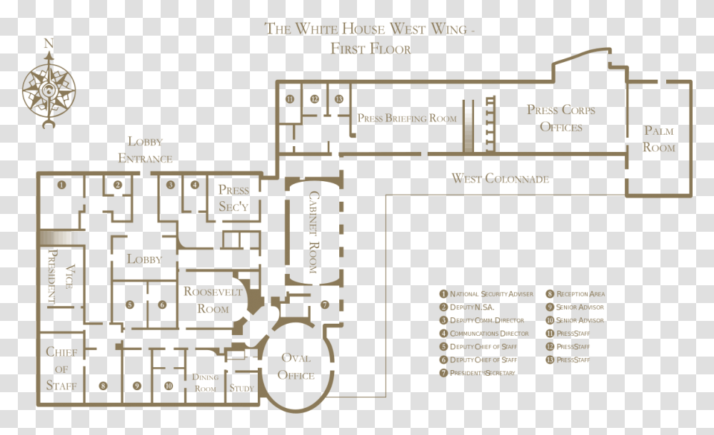 White House West Wing Floorplan1 White House West Wing Floor, Plot, Diagram, Scoreboard Transparent Png