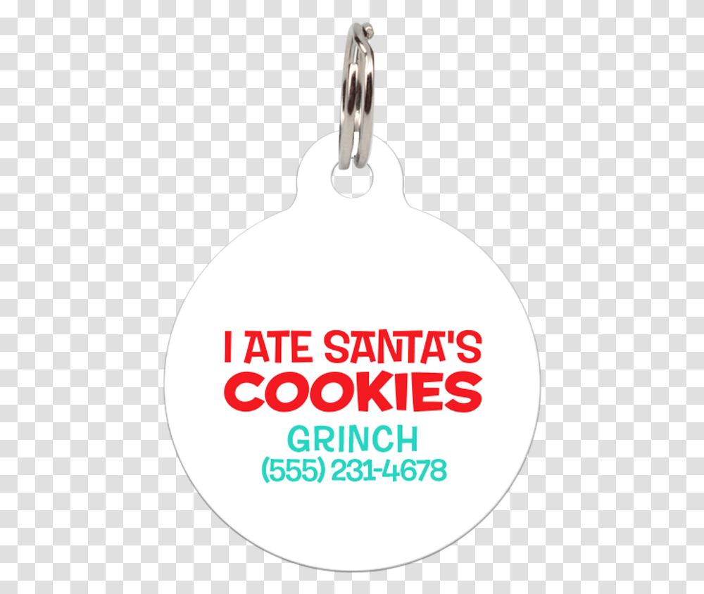 White I Ate Santa's Cookies Funny Dog Id Tag For Pets Locket, Pendant, Ornament, Label Transparent Png