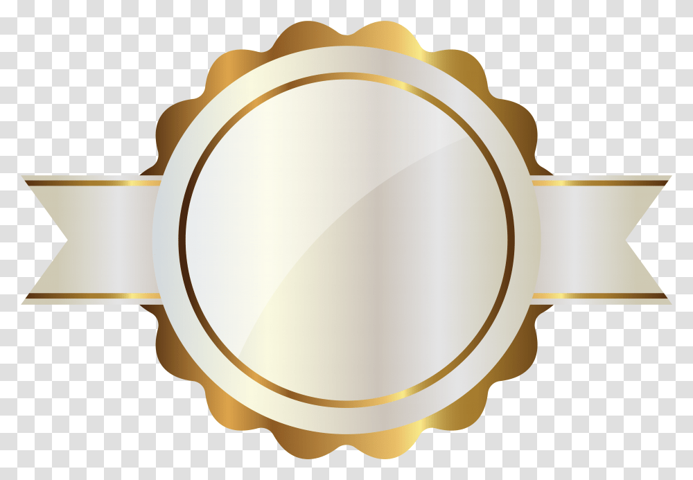 White Label With Gold Clipart Image Gold Circle Banner, Mirror, Lighting, Oval, Lamp Transparent Png