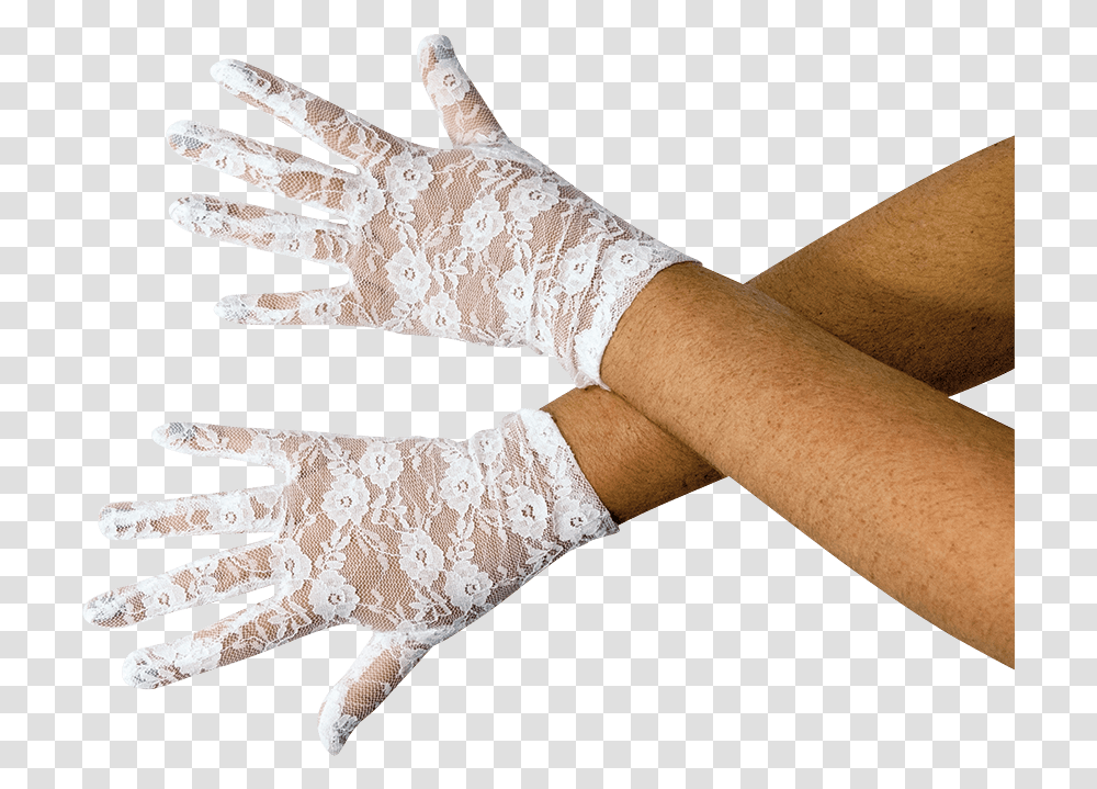 White Lace Gloves Leather, Apparel, Person, Human Transparent Png
