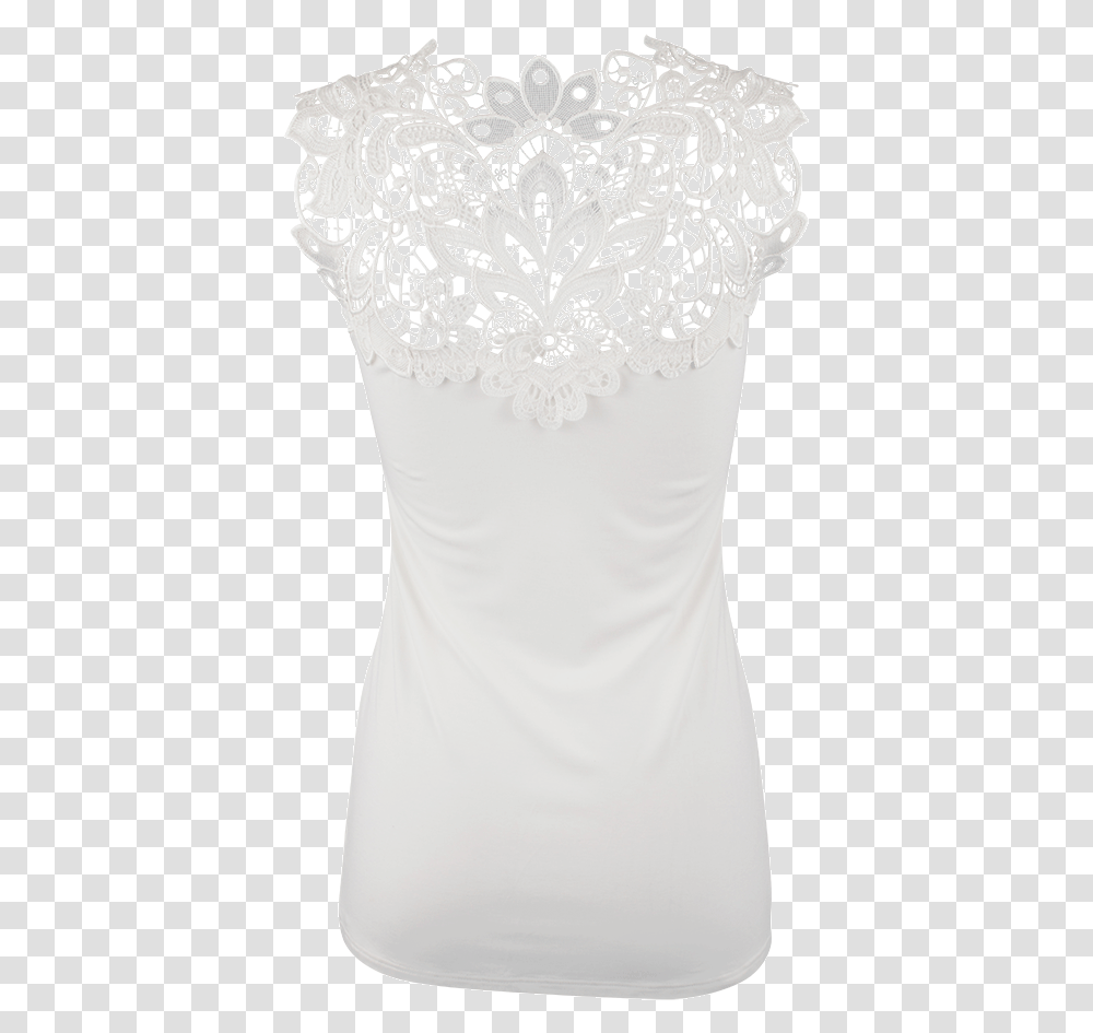 White Lace Pattern Sleeveless, Clothing, Apparel, Dress, Tank Top Transparent Png