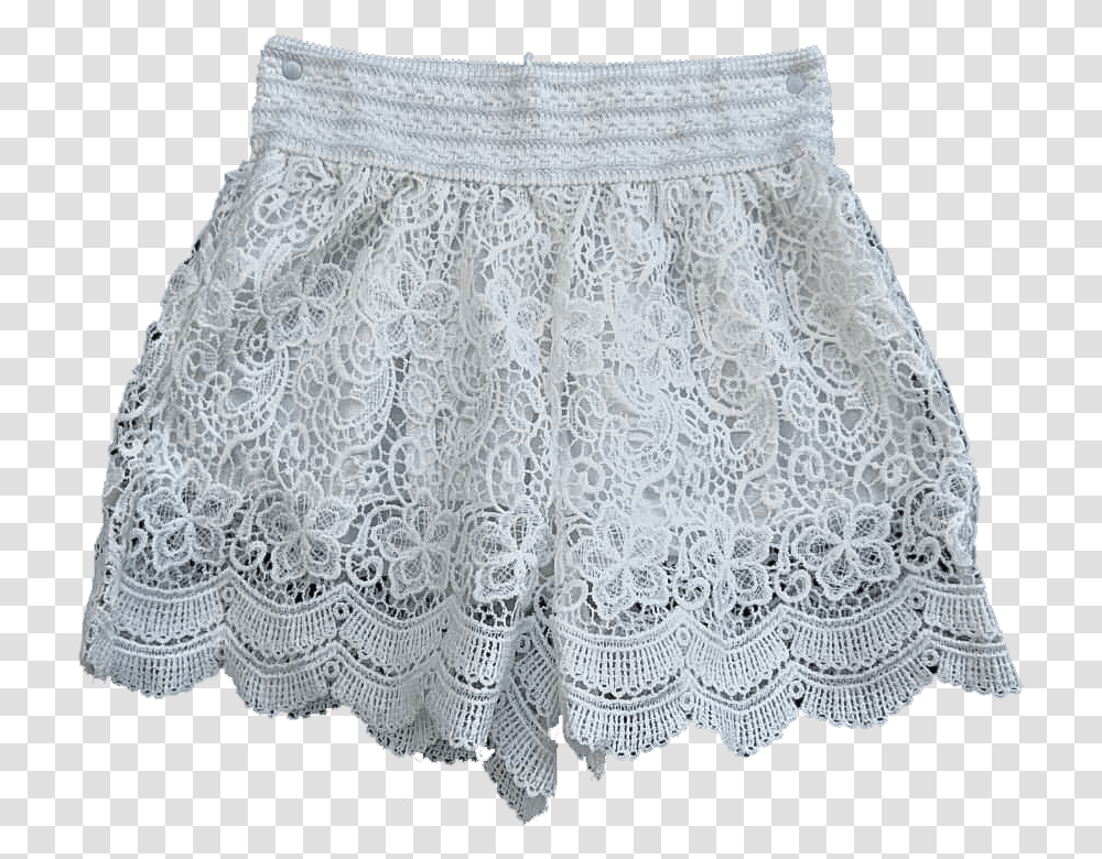 White Lace Shorts Blonde Lace, Clothing, Apparel, Skirt, Blouse Transparent Png