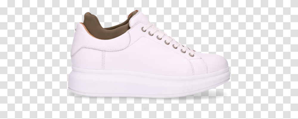 White Lace Up Sneaker Smooth Leather With Neoprene Sock Olive Plimsoll, Shoe, Footwear, Clothing, Apparel Transparent Png