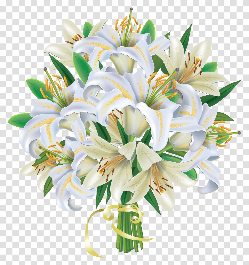 White Lilies Flowers Bouquet Flower Bouquet Clipart Transparent Png