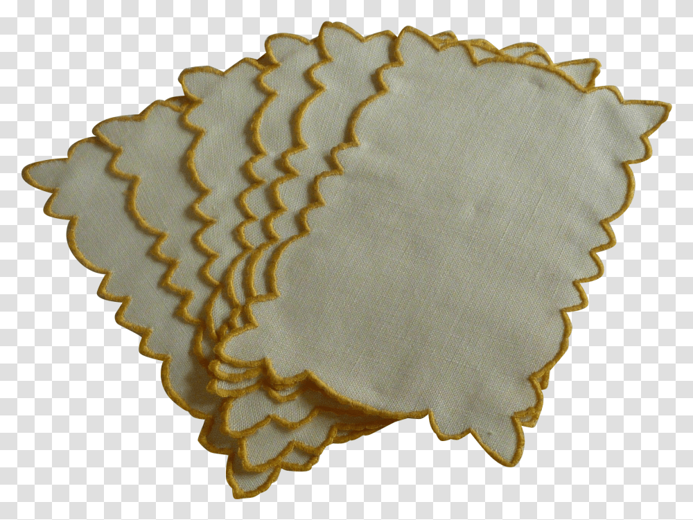 White Linen With Yellow Gold Trim Cocktail Napkins Craft, Fungus, Pattern, Invertebrate, Animal Transparent Png