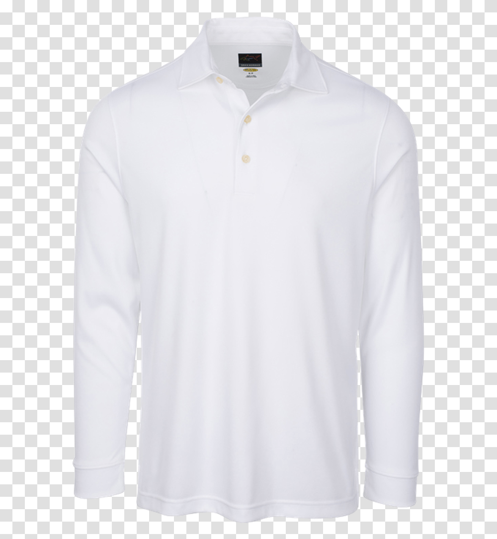 White Long Sleeve Polo, Apparel, Shirt, Dress Shirt Transparent Png