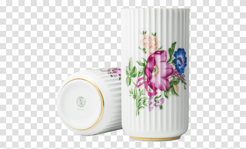 White Lyngby Vase With Print And Gold Trim - H 20 Cm Lyngby Porceln Lyngby Vase, Porcelain, Art, Pottery, Bottle Transparent Png