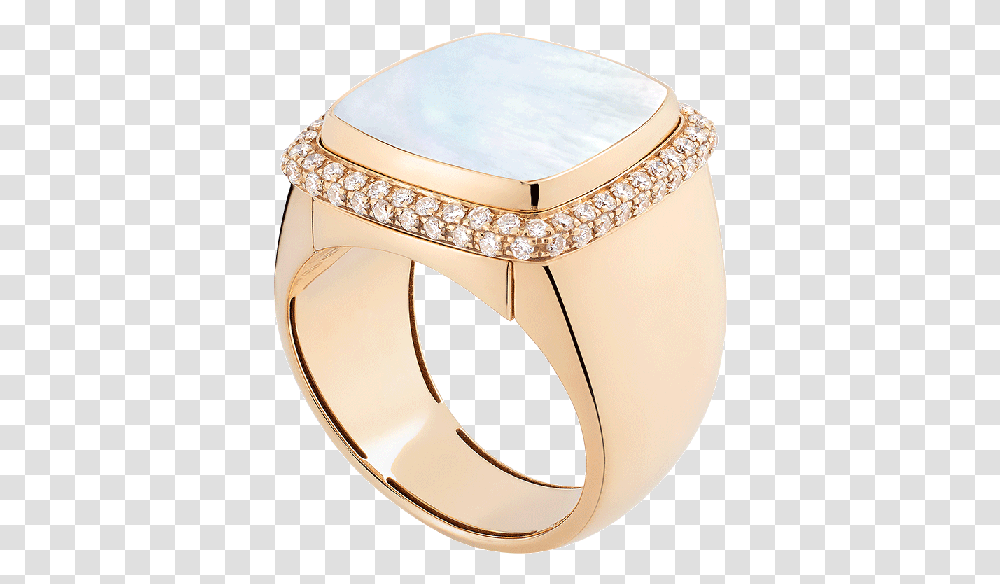 White Mother Ofpearl Pain De Sucre Ring 18k Yellow Gold Large Model Engagement Ring, Jewelry, Accessories, Accessory, Diamond Transparent Png