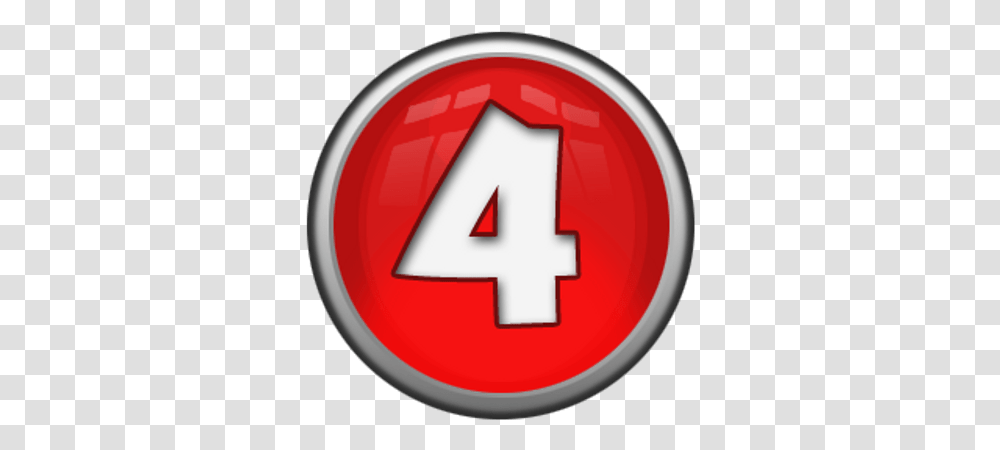 White Number 4 In Red Circle Stickpng Number Icon, Symbol Transparent Png