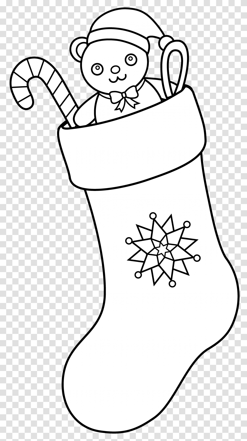 White Outline Christmas Sock Clipart, Stocking, Christmas Stocking, Gift, Snowman Transparent Png