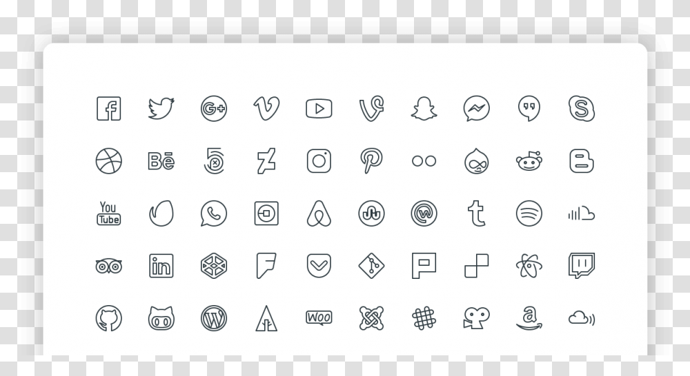 White Outline Social Media Icons, Number, Alphabet Transparent Png