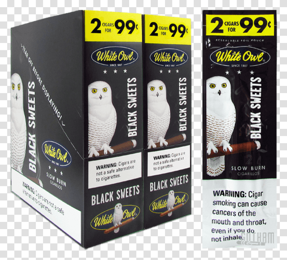 White Owl Cigarillos Black White Owl Black Cigarillo, Bird, Animal, Advertisement, Poster Transparent Png