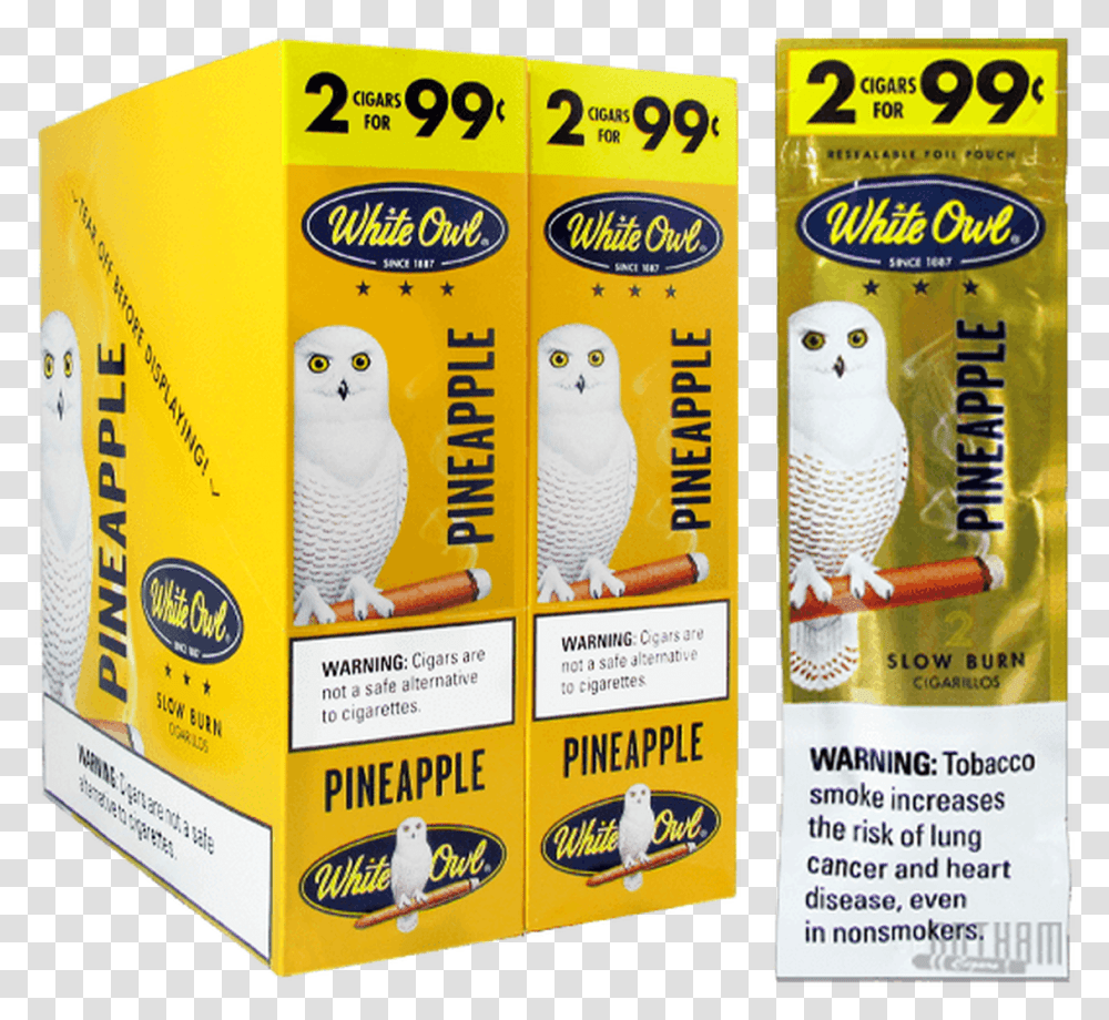 White Owl Cigarillos Pineapple Paper Product, Advertisement, Poster, Bird, Animal Transparent Png