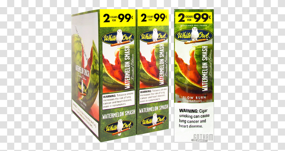 White Owl Cigarillos Watermelon Smash Box And Foil White Owls Cigars Watermelon, Bird, Animal, Paper Transparent Png