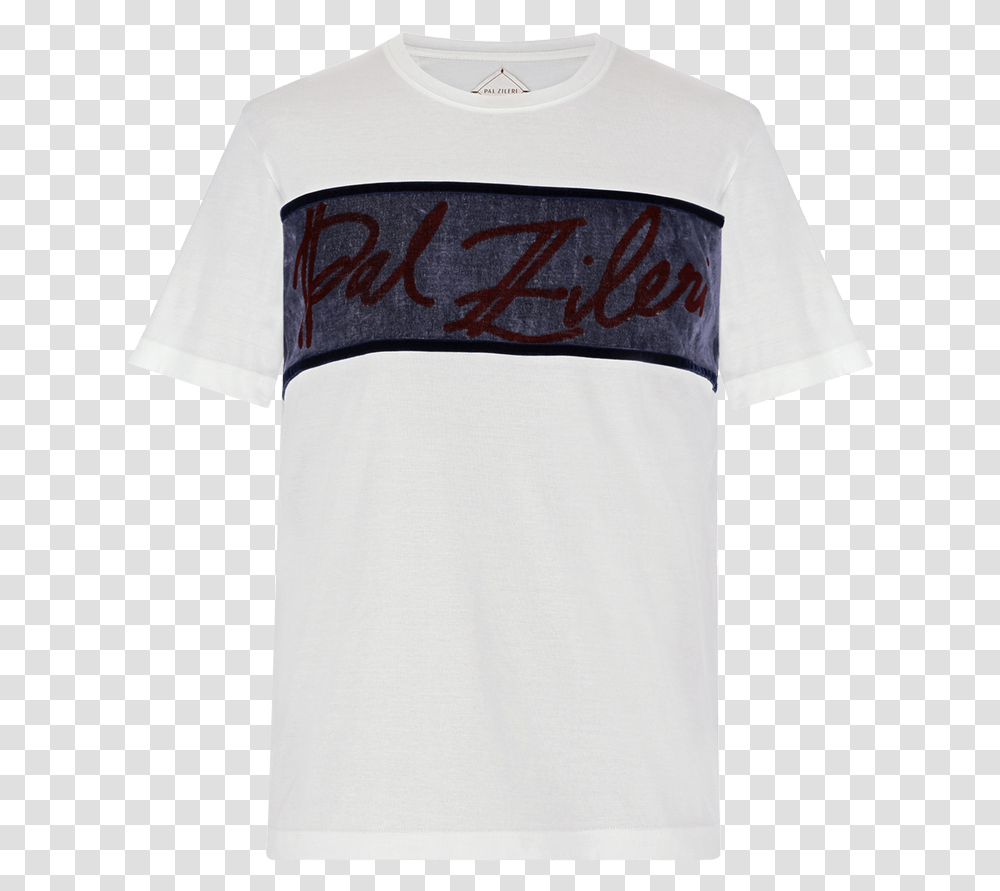 White Pal Zileri T Shirt With Velvet Logo Ss19 Collection Active Shirt, Apparel, T-Shirt, Sleeve Transparent Png