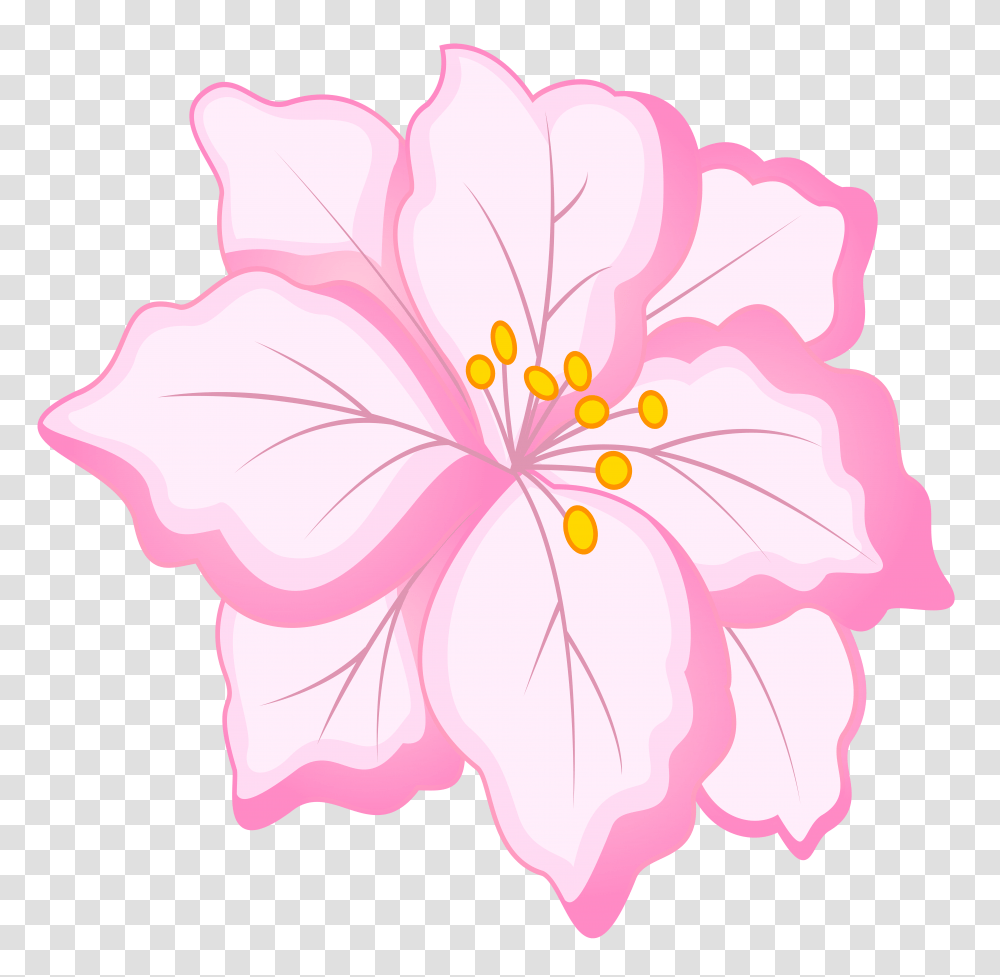White Pink Flower Clip Art, Hibiscus, Plant, Blossom, Painting Transparent Png