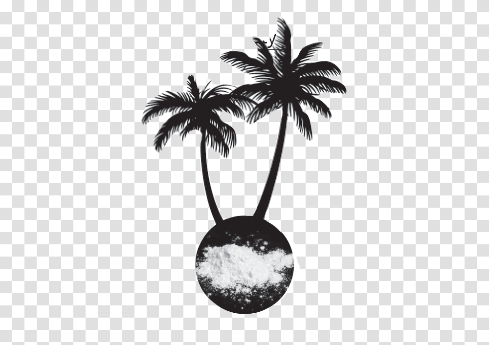 White Powder In The Blue Continent Palm Tree Silhouette, Plant, Flower, Face, Leaf Transparent Png