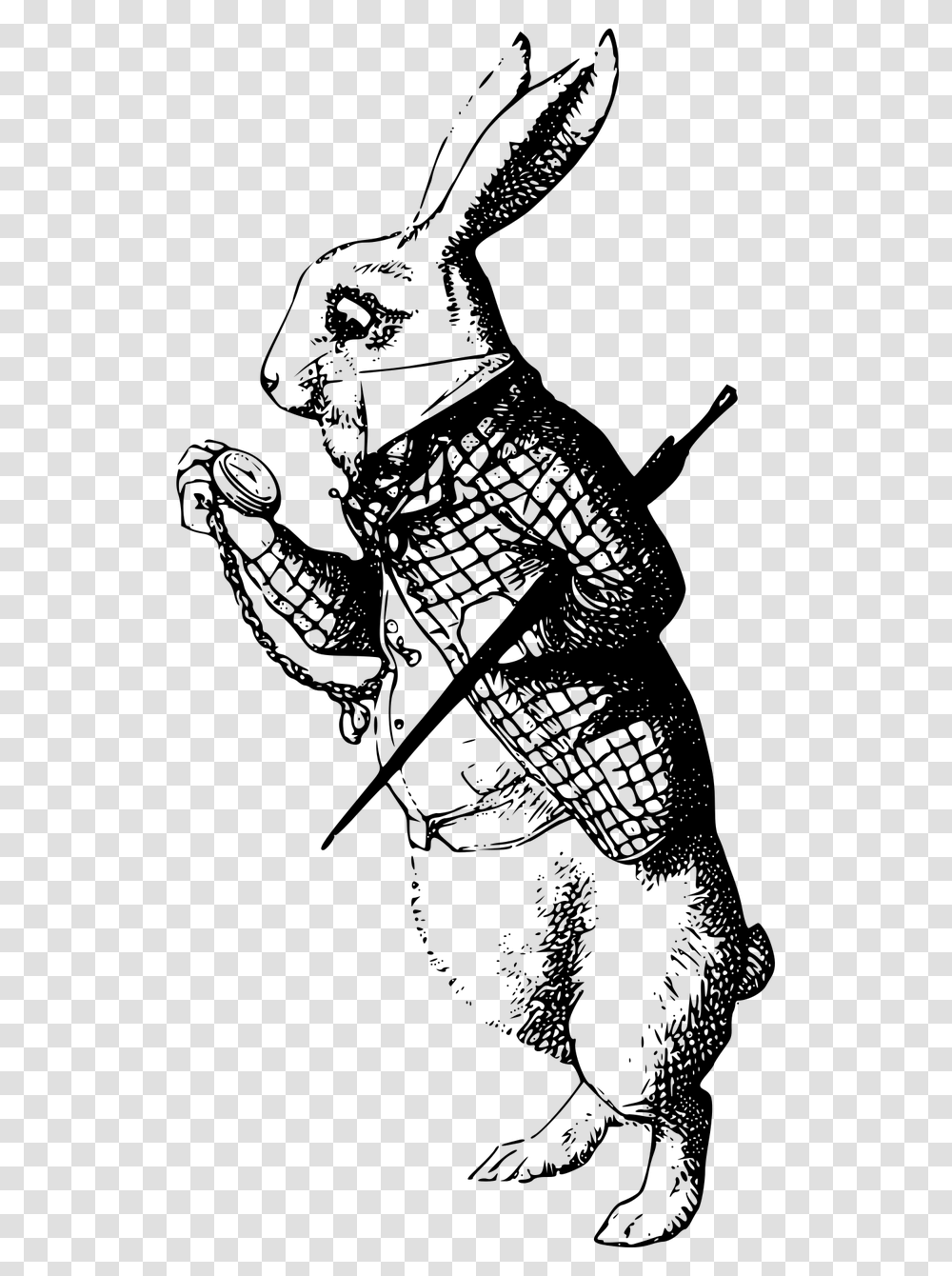 White Rabbit Alice In Wonderland Sketch, Gray, World Of Warcraft Transparent Png