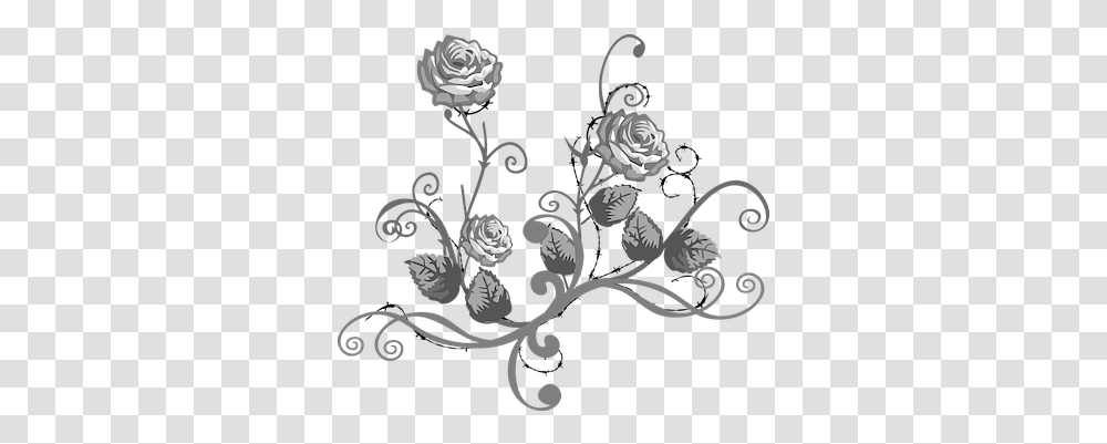 White Rose Illustrations Black White Flower, Graphics, Art, Floral Design, Pattern Transparent Png