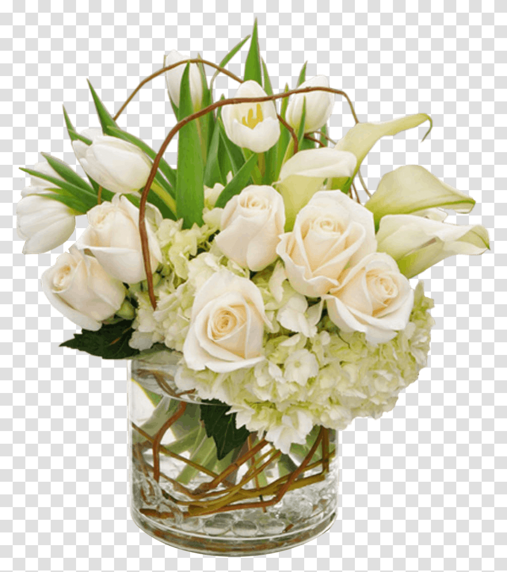 White Roses And White Tulips Arrangements, Plant, Floral Design Transparent Png