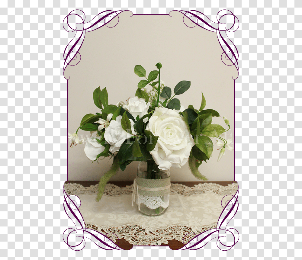 White Roses & Foliage Table Posy Silk Australian Native Flowers For Cakes, Graphics, Art, Floral Design, Pattern Transparent Png