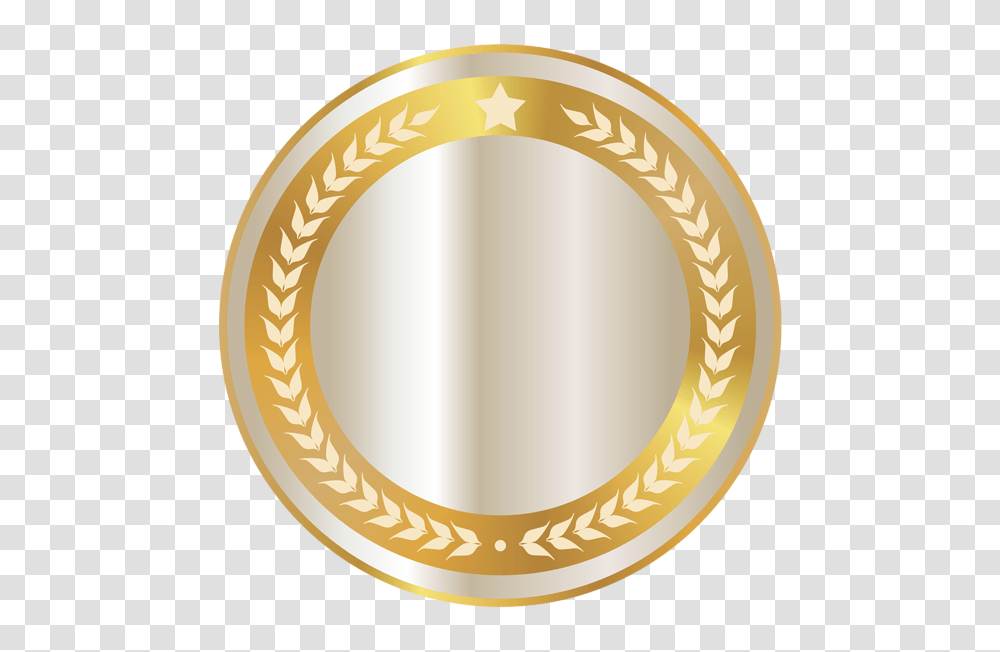 White Seal Badge With Gold Decor Clipart Image Cromos Clip, Tape, Oval, Gold Medal, Trophy Transparent Png