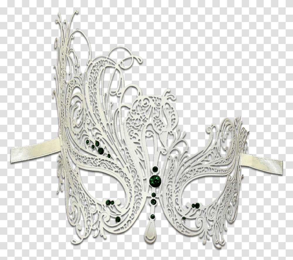 White Series Swan Metal Filigree Laser Cut Venetian Tiara, Lace, Floral Design, Pattern Transparent Png