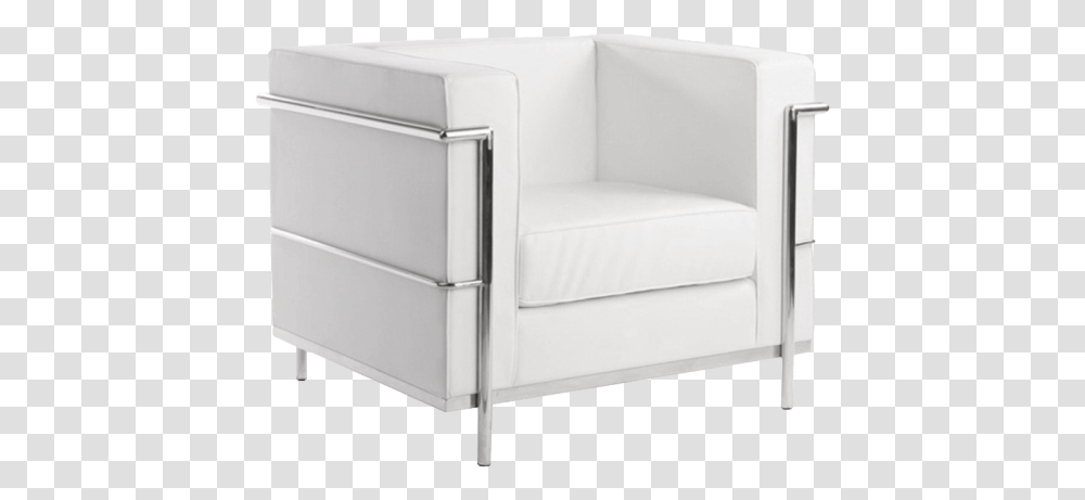 White Single Seater Sofa, Furniture, Chair, Armchair, Table Transparent Png