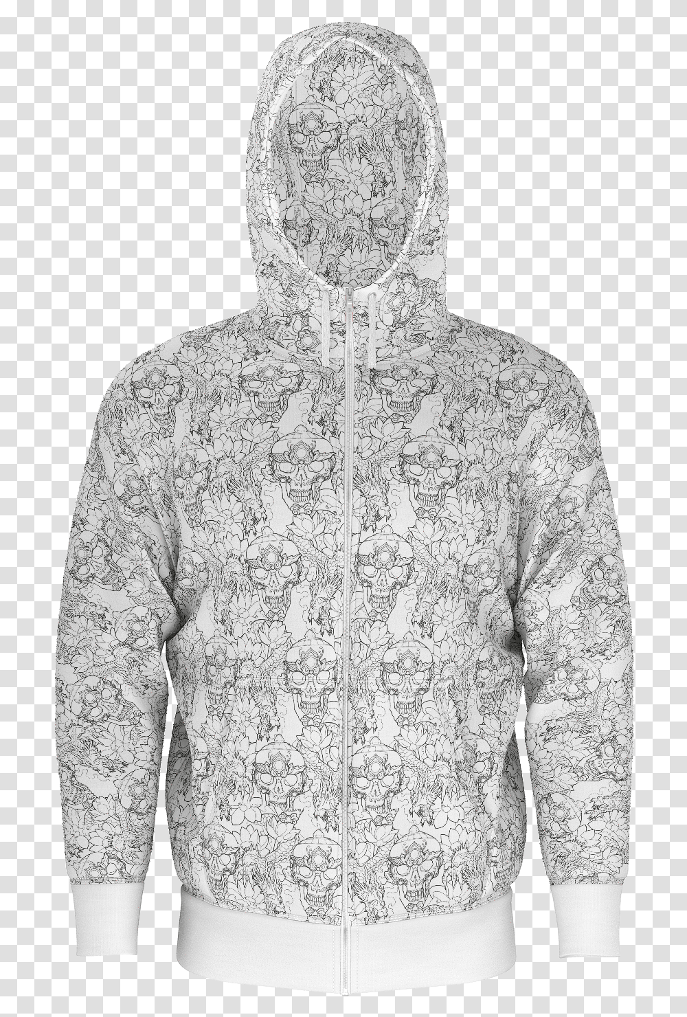 White Skull Download Hoodie, Apparel, Lace, Sleeve Transparent Png