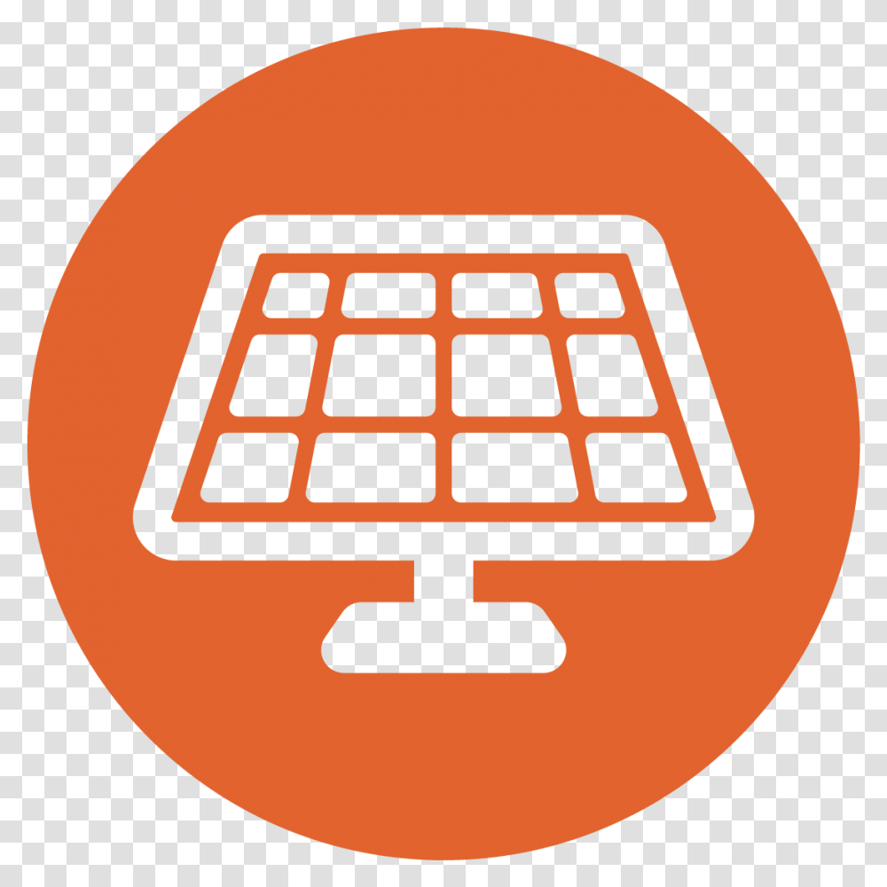 White Solar Panel In Dark Orange Circle, Wood, Scale Transparent Png