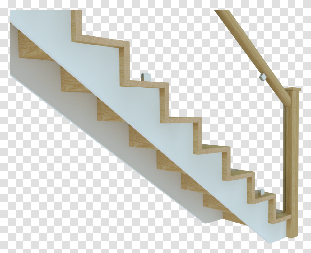 White Stairs Modern Cut String Stair, Handrail, Banister, Staircase Transparent Png