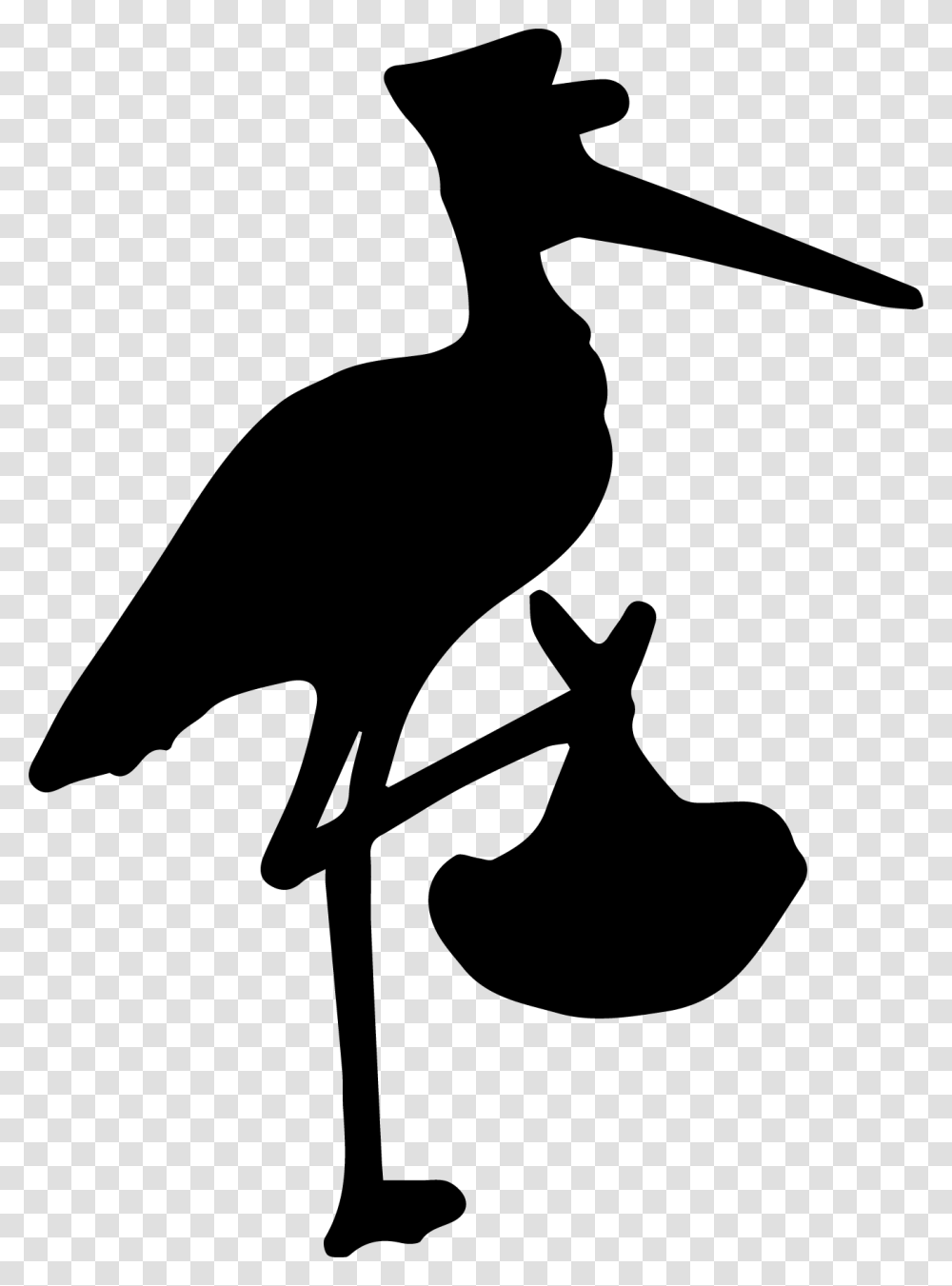 White Stork Black Stork Bird Clip Art Beak Stork And Baby Silhouette, Gray, World Of Warcraft Transparent Png