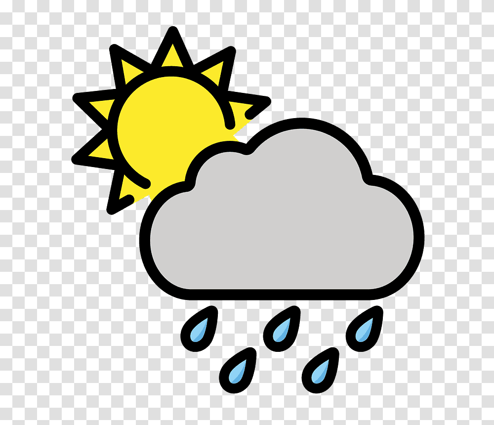 White Sun Behind Cloud With Rain Emoji Meanings Dibujo Sol Y Nubes, Outdoors, Nature, Text, Dynamite Transparent Png