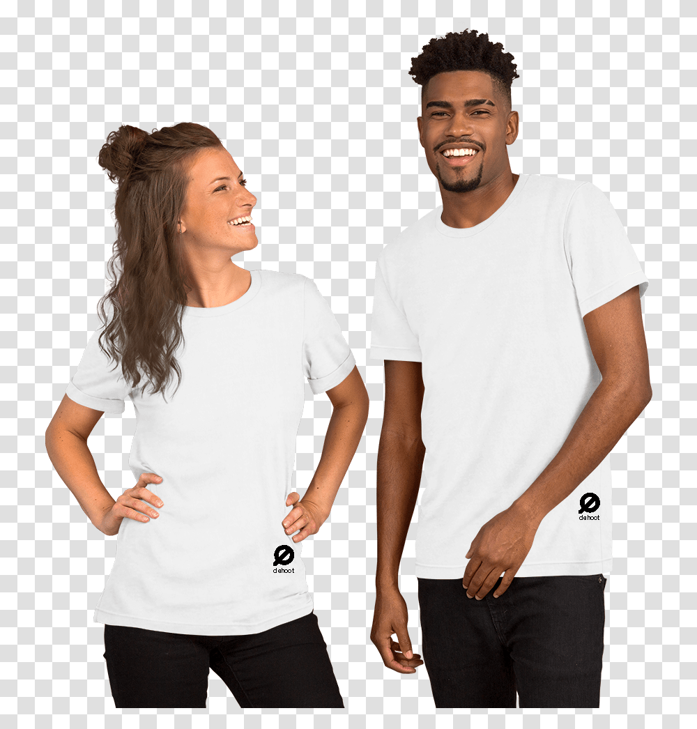 White T Shirt Plain Couple Dehoot Plain Couple White T Shirt, Apparel, Sleeve, Person Transparent Png