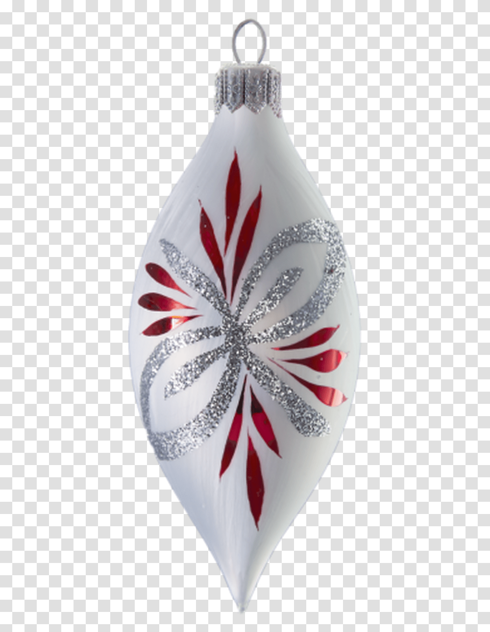 White Teardrop With Silver And Red Poinsettia Decorative, Crystal, Accessories, Accessory, Jewelry Transparent Png