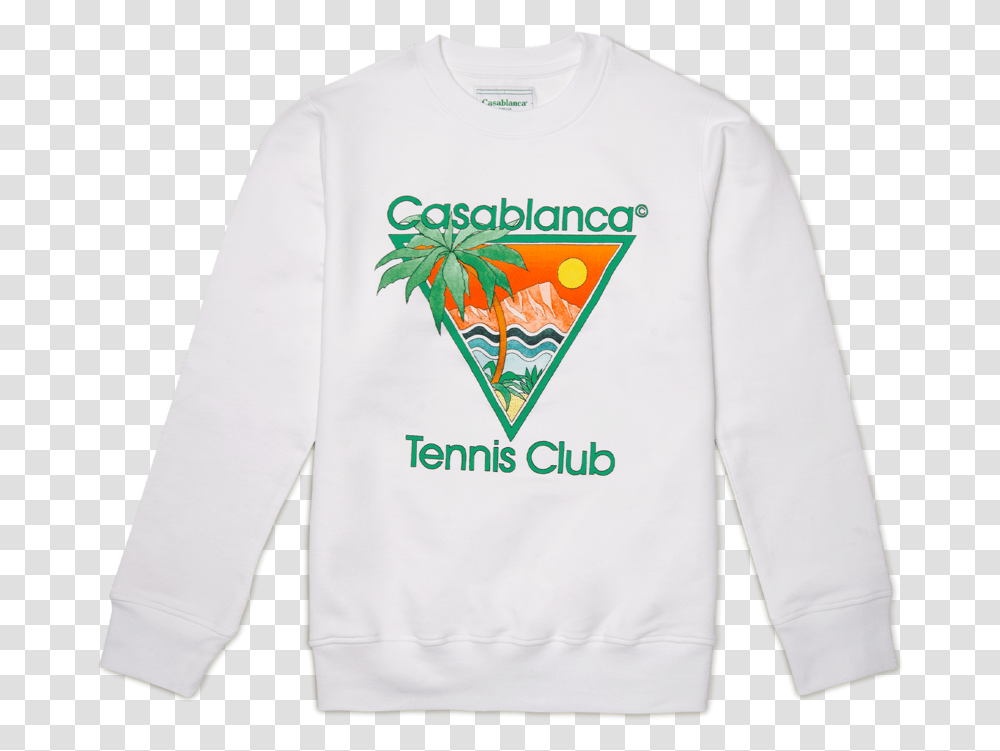 White Tennis Club Icon Sweatshirt Long Sleeve, Clothing, Apparel, Sweater, Person Transparent Png