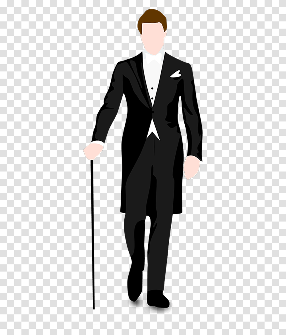 White Tie For Men White Tie Dress Code, Silhouette, Suit, Overcoat Transparent Png