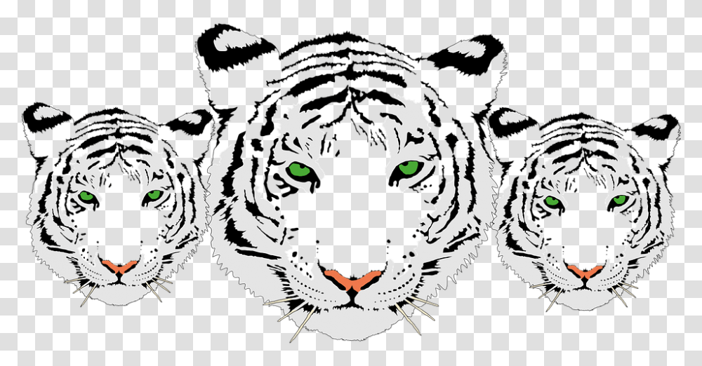White Tiger Head, Stencil, Label, Animal Transparent Png