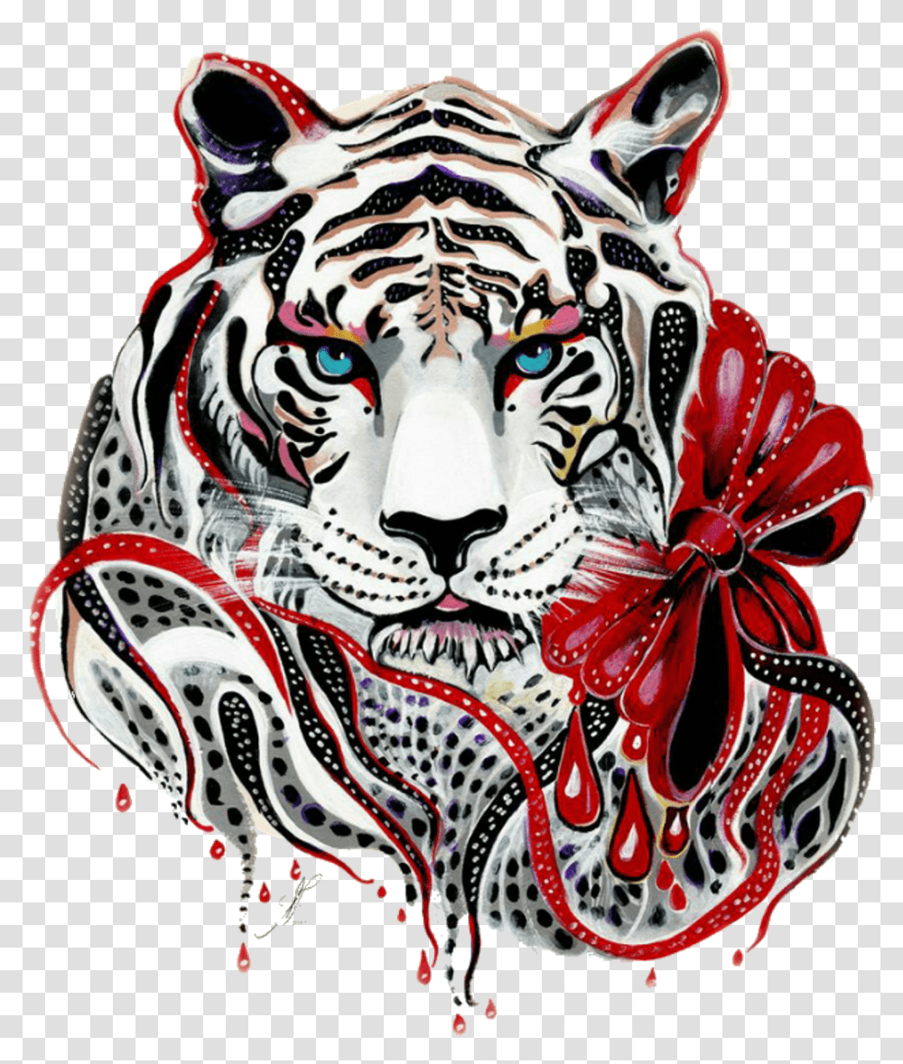 White Tiger Painting Clipart Tiger Tattoo For Women, Mammal, Animal, Floral Design Transparent Png