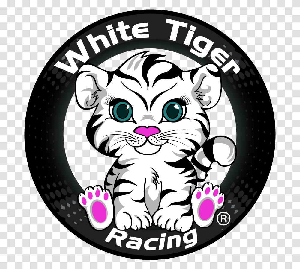 White Tiger Racing Cartoon, Label, Poster, Advertisement Transparent Png