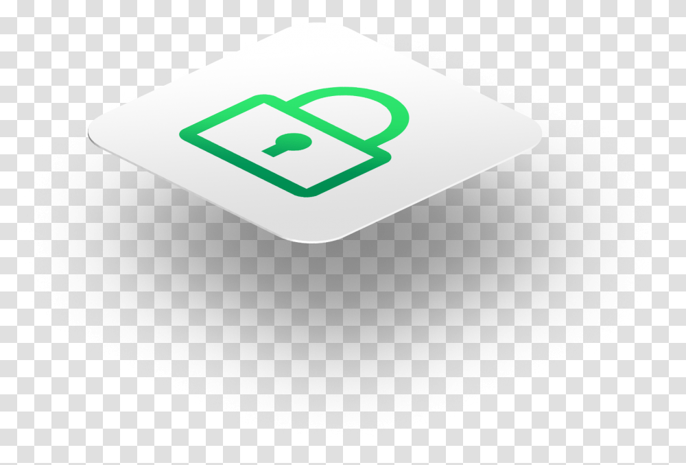 White Tile With Green Lock Icon Sign, Word, Label, Business Card Transparent Png