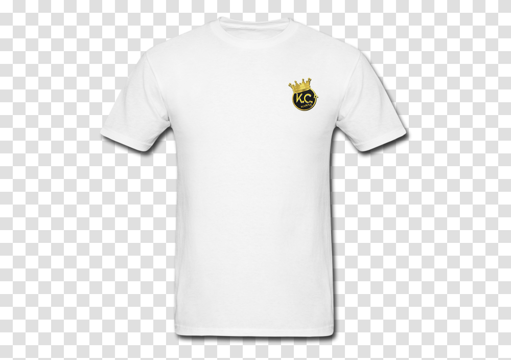 White Top Side Crown Logo T Shirt - Karma Camp, Clothing, Apparel, T-Shirt, Sleeve Transparent Png