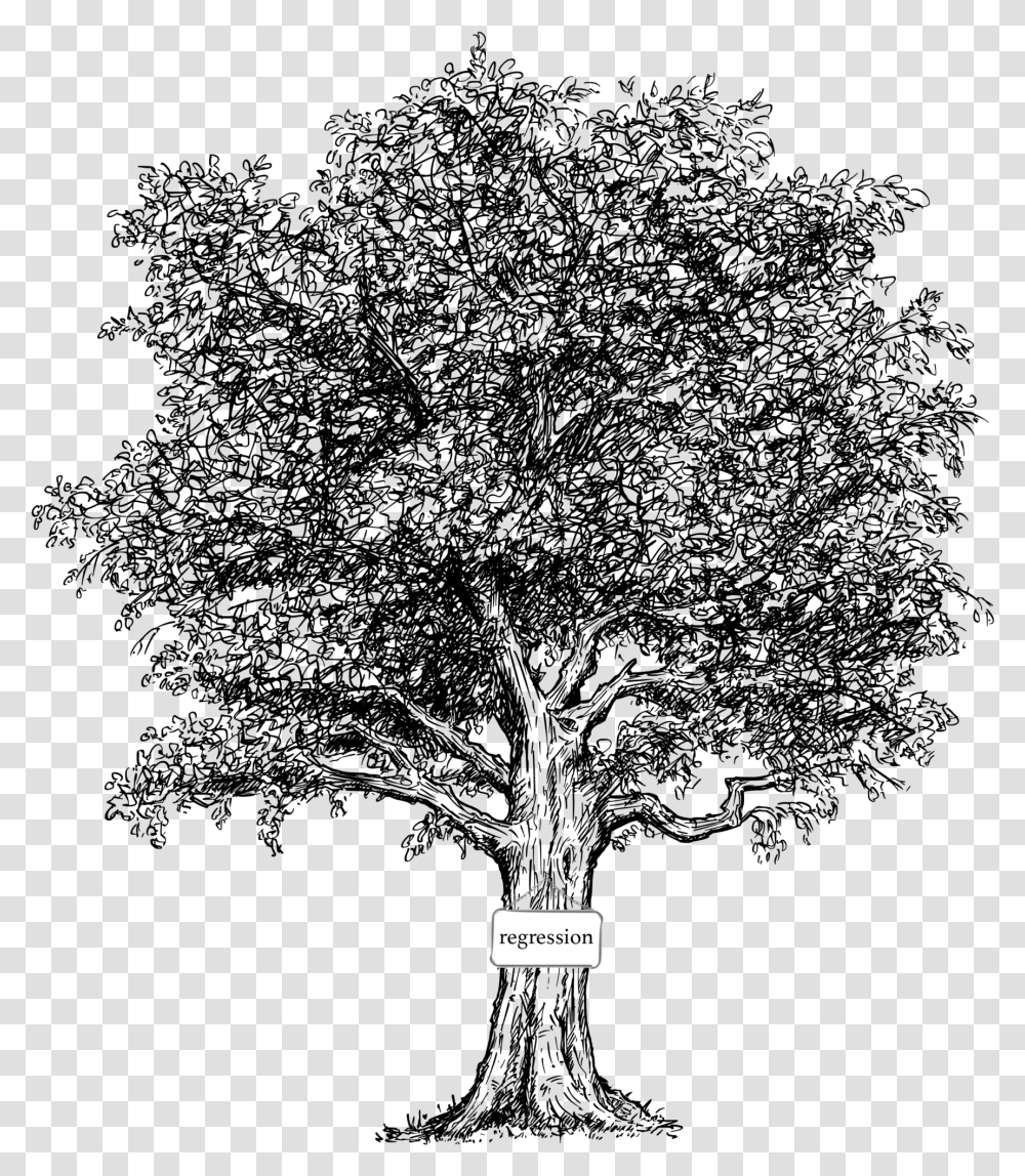 White Tree Regression Tree Pen And Ink Tree Leaves, Gray, World Of Warcraft Transparent Png