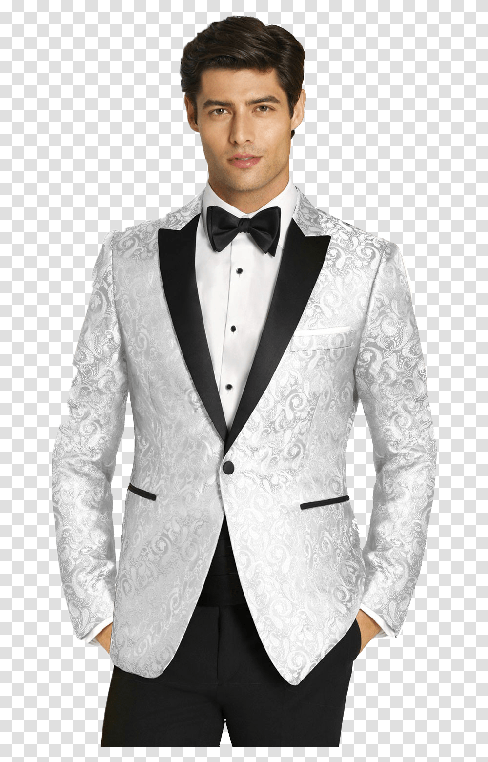 White Tuxedo Clipart White Paisley Tuxedo Jacket, Apparel, Tie, Accessories Transparent Png