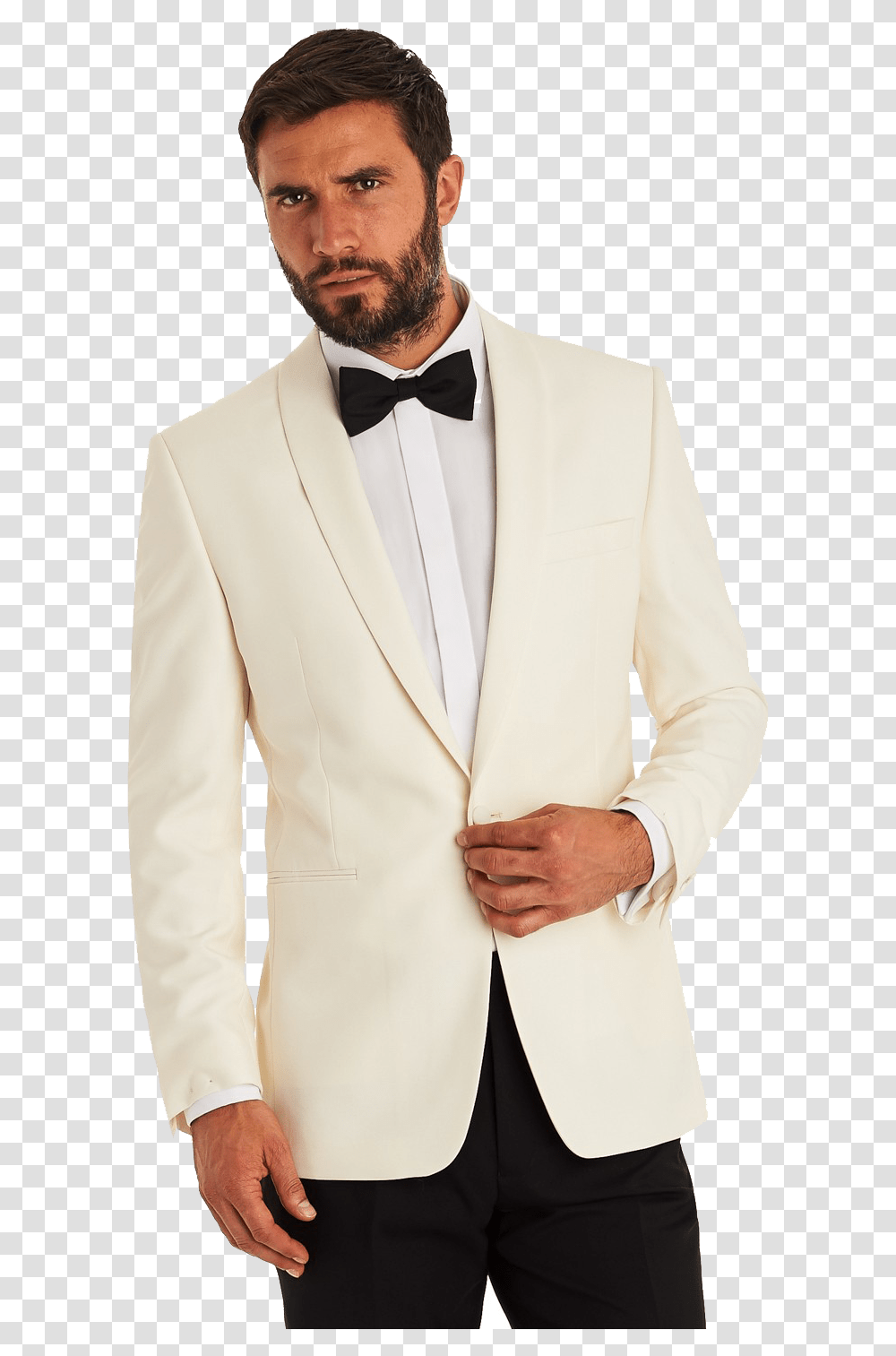 White Tuxedo Image Download White Suit With Bow Tie, Apparel, Overcoat, Shirt Transparent Png