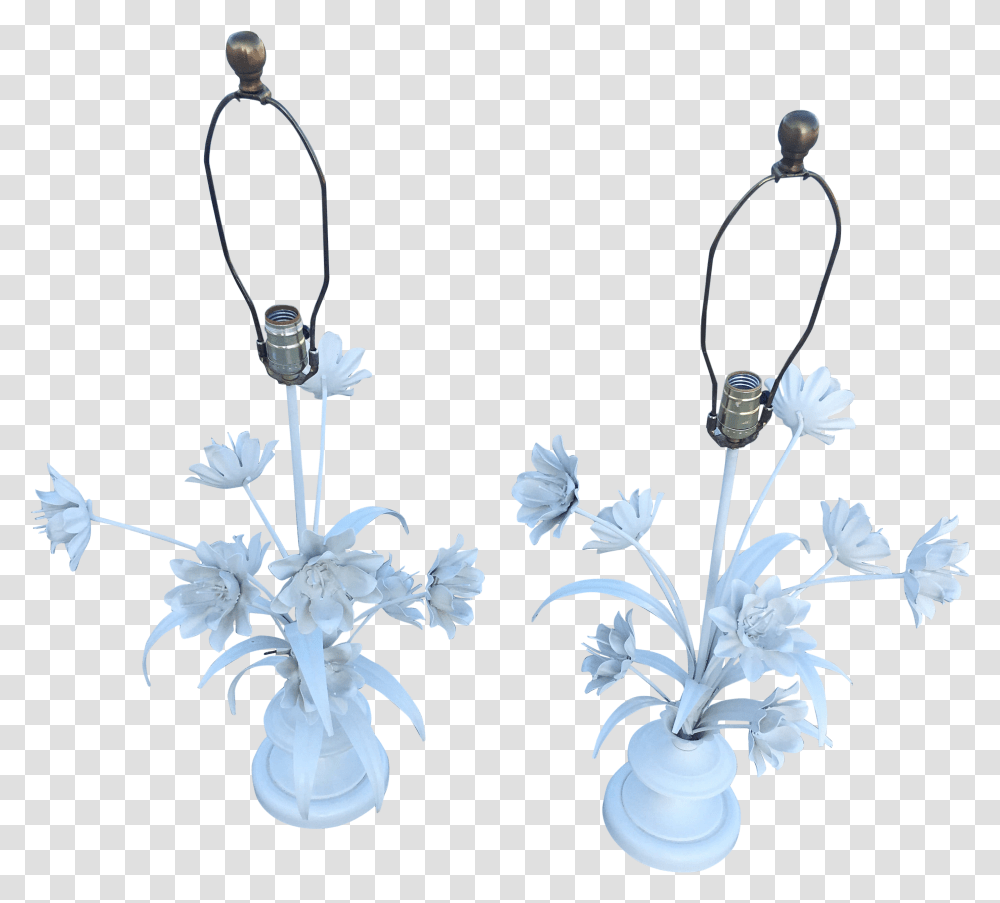 White Vintage Flower Lamps A Pair Artificial Flower, Accessories, Accessory, Jewelry, Earring Transparent Png